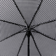 Load image into Gallery viewer, Nollia Compact Black & White Houndstooth Auto-Open Umbrella – 12" Travel Size, Wind-Resistant
