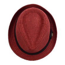 Load image into Gallery viewer, Westend Spring/Summer Textured Pattern Trilby Fedora Hat with Black Band & Button