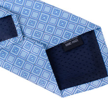 Load image into Gallery viewer, Umo Lorenzo Men's Blue Geometric Zipper Pre-Tied Necktie