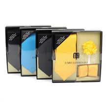 Load image into Gallery viewer, Umo Lorenzo 12-Piece Solid Color Tie, Hanky & Lapel Pin Box Set