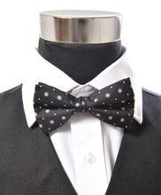 Load image into Gallery viewer, Silk Medallion & Dot Grid Banded Bow Tie – Printed Twill, Boxed
