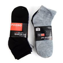 Load image into Gallery viewer, Men's Quarter-Cut Socks – 6 Pairs, Mixed Colors (2 Black, 2 Navy, 2 Gray)