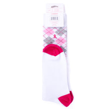 Load image into Gallery viewer, Parquet Ladies Knee High Breast Cancer Awareness Argyle Socks