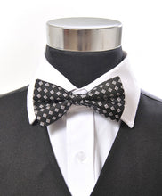 Load image into Gallery viewer, Silk Framed Diamond Pattern Banded Bow Tie – Printed Twill, Boxed