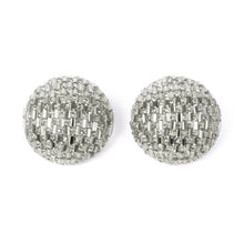Load image into Gallery viewer, Nollia Round Baguette Stone Earrings – Red, Green & Silver Statement Studs