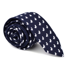 Load image into Gallery viewer, Feraricci Men's Navy Petite Bows Cotton Skinny Tie Gift Set – Includes Pocket Square & Lapel Flower