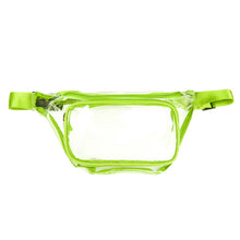 Load image into Gallery viewer, Westend Clear PVC Fanny Pack with neon green trim and two compartments