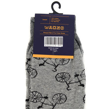 Load image into Gallery viewer, Parquet Men’s Bicycle Pattern Novelty Crew Socks – Gray or Black