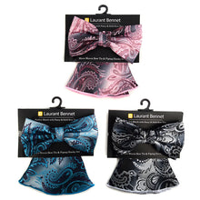 Load image into Gallery viewer, Laurant Bennet Paisley Banded Bow Tie & Matching Hanky Pocket Round Set