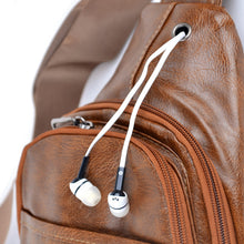 Load image into Gallery viewer, Brown Vegan Leather Crossbody Sling Bag - Multi-Pocket, Hands-Free Earphone Hole