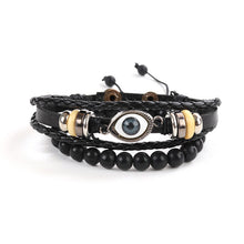 Load image into Gallery viewer, Genuine Leather & Natural Stone 2-Piece Bracelet Set for Men – Parquet (9 Styles)