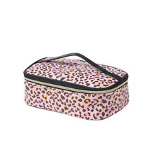 Load image into Gallery viewer, Nollia 4-Piece Makeup Bag Set – Pink Leopard & Clear Vegan Leather Travel Cosmetic Organizer Case