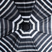 Load image into Gallery viewer, Nollia Compact Black & White Striped Auto-Open Umbrella – 12" Travel Size, Wind-Resistant