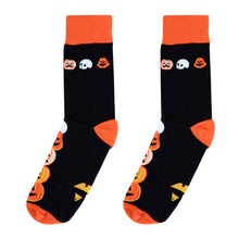 Load image into Gallery viewer, Parquet Men’s Stacked Pumpkins Halloween Crew Socks – Black & Orange