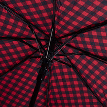 Load image into Gallery viewer, Nollia Compact Gingham Pattern Auto-Open Umbrella – 12" Travel Size, Black or Red