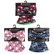 Load image into Gallery viewer, Laurant Bennet Circle Pattern Banded Bow Tie & Matching Hanky Pocket Round Set