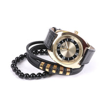 Load image into Gallery viewer, Vincent Di Mani Men's Watch & Bracelet Gift Set – 3-Piece Leather & Bead Boxed Set