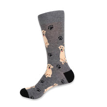 Load image into Gallery viewer, Parquet Men’s Retriever Dog & Paw Print Crew Socks – Black Or Gray