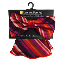 Load image into Gallery viewer, Laurant Bennet Bold Stripes Banded Bow Tie & Round Hanky Set