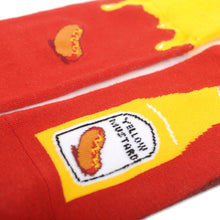 Load image into Gallery viewer, Parquet Men’s Mustard Bottle Novelty Crew Socks – Red & Yellow