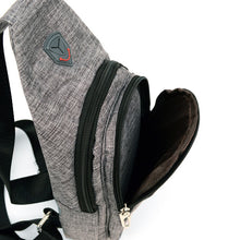 Load image into Gallery viewer, Gray Polyester Crossbody Sling Bag with Earphone Hole - Padded Interior
