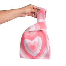 Load image into Gallery viewer, Pink love heart pattern tote by Nollia in soft knit texture