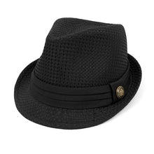 Load image into Gallery viewer, Westend Spring/Summer Textured Pattern Trilby Fedora Hat with Black Band & Button