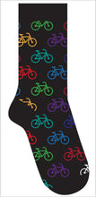 Load image into Gallery viewer, Parquet Men’s Bicycle Pattern Novelty Crew Socks – Gray or Black