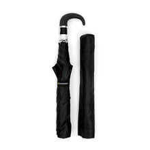 Load image into Gallery viewer, Parquet Black Telescopic Compact Umbrella – Manual Open, 12" Travel Size, Wind-Resistant