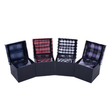 Load image into Gallery viewer, Clericci 12-Piece ASSORTED Spring/Summer Plaid Tie, Hanky & Cufflink Gift Box Set