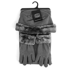 Load image into Gallery viewer, Nollia Kid’s Fleece Winter Hat, Scarf & Gloves Set with Faux Fur Trim – 6 to 12 Years