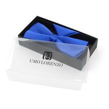 Load image into Gallery viewer, Umo Lorenzo Big & Tall Poly Satin Bow Tie & Hanky Set – 17 Colors