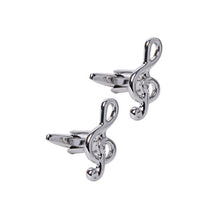 Load image into Gallery viewer, Silver Clef Note Novelty Cufflinks - CL1819