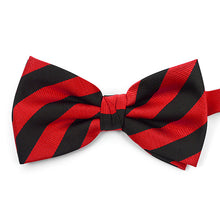 Load image into Gallery viewer, Umo Lorenzo College Stripe Microfiber Banded Bow Tie – Boxed, Multiple Colors