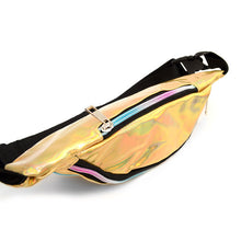 Load image into Gallery viewer, Nollia Gold Iridescent Holographic Waist Fanny Pack with Adjustable Strap