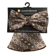Load image into Gallery viewer, Laurant Bennet Diamond Pattern Banded Bow Tie & Matching Hanky Pocket Round Set