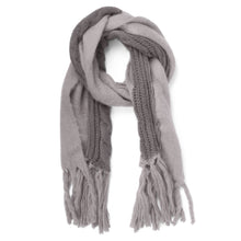 Load image into Gallery viewer, Ladies Chunky Mixed Knit Long Tassel Scarf