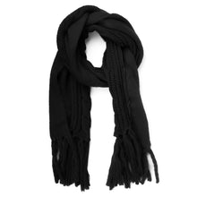 Load image into Gallery viewer, Ladies Chunky Mixed Knit Long Tassel Scarf