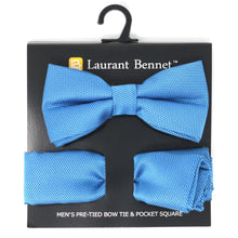 Load image into Gallery viewer, Laurant Bennet Poly Woven Banded Bow Tie & Hanky Set