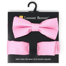 Load image into Gallery viewer, Laurant Bennet Poly Woven Banded Bow Tie & Hanky Set