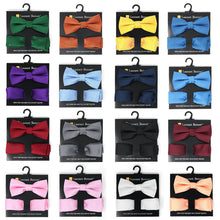 Load image into Gallery viewer, Laurant Bennet Poly Woven Banded Bow Tie & Hanky Set