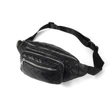 Load image into Gallery viewer, Black quilted PU leather fanny pack with adjustable strap – Nollia