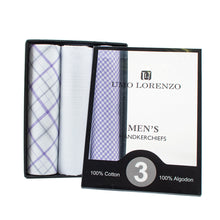 Load image into Gallery viewer, Men's Boxed Fancy Cotton Handkerchiefs 3 Piece Set