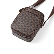 Load image into Gallery viewer, Brown vertical Nollia crossbody bag with zipper pocket top down view