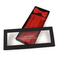 Load image into Gallery viewer, Umo Lorenzo Poly Satin Bow Tie & Cummerbund Set