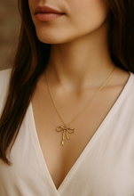 Load image into Gallery viewer, Elegant Gold Bow Pendant Necklace – 18" Chain