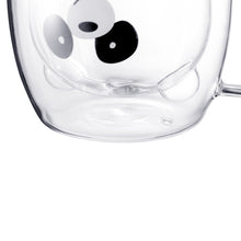 Load image into Gallery viewer, Cute double-walled animal glass cup panda zoomed in