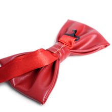Load image into Gallery viewer, Men’s PU Leather Bow Tie – Pre-Tied, Adjustable Strap, 8 Colors
