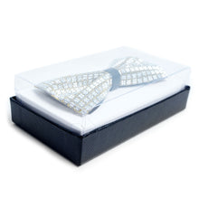 Load image into Gallery viewer, Men's Crystal Silver Rhinestone over Gold Bow Tie