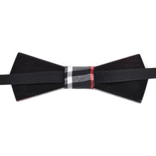 Load image into Gallery viewer, Parquet Men’s Wooden Bow Tie with Plaid Center – Adjustable One Size Fits All